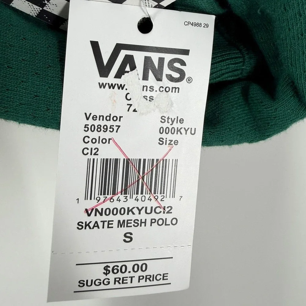 Vans Skate Mesh Polo Shirt Men Skateboarding Breathability Loose Fit Size Small